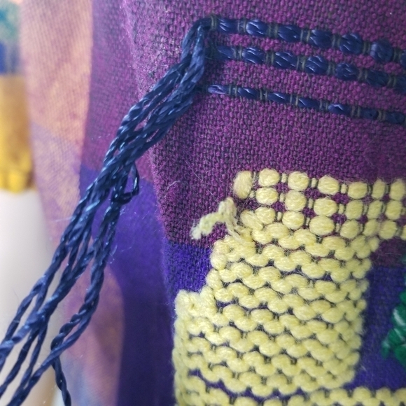 Vtg 80s bright woven madras plaid ethnic Preppy dress - Picture 10 of 11